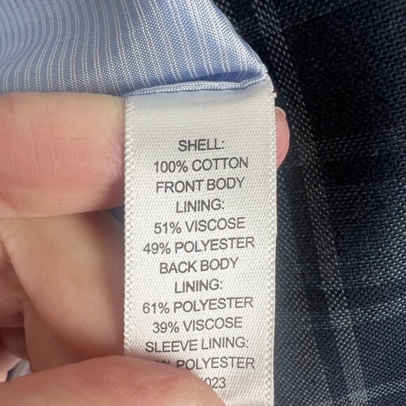 Banana Republic Tailored Fit blazer navy plaid 2-button suit jacket cotton 38S - Picture 8 of 9